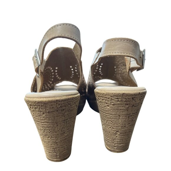 Spring Step Peep Toe Sandals Block Heel Liberty Laser-Cut Leather Size 40 / US 9 - Picture 5 of 10